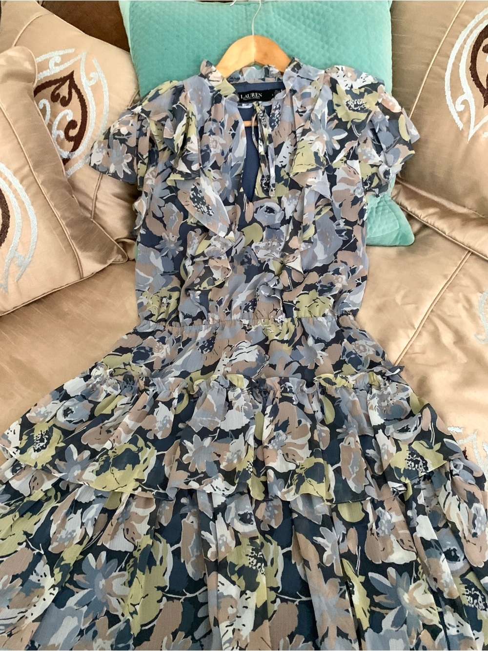 Ralph Lauren Floral Ruffle-Trim Georgette Dress - Picture 2 of 14